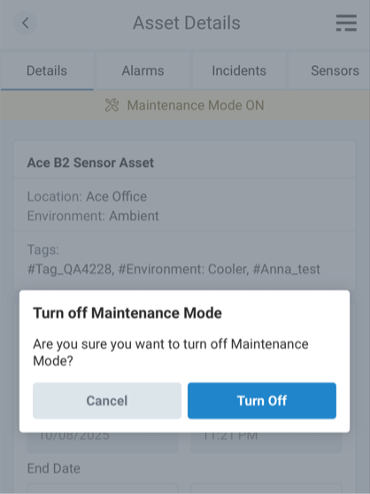 Maintenance Mode - Turn Off Confirmation Message Mobile App.png